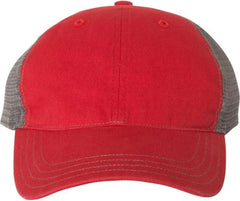Richardson 111 Garment-Washed Trucker Caps - Red Charcoal - Red Dark Gray / OSFM