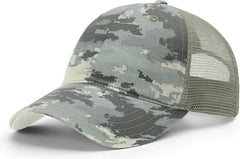 Richardson 111P Garment Washed Printed Trucker Cap - Digital Camo Light Green - Digital Camo Light Green / OSFM