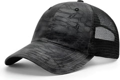 Richardson 111P Garment Washed Printed Trucker Cap - Kryptek Typhon Black - Kryptek Black / OSFM