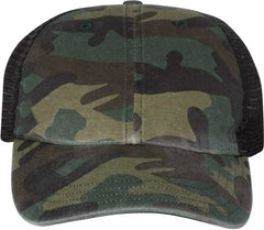 Richardson 111P Washed Printed Trucker Caps - Army Camo Black - Green Black / OSFM