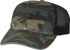 Richardson 111P Washed Printed Trucker Caps - Army Camo Black - Green Black / OSFM