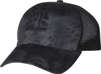 Richardson 111P Washed Printed Trucker Caps - Kryptek Typhon Black - Kryptek Black / OSFM