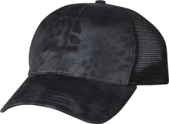 Richardson 111P Washed Printed Trucker Caps Kryptek Typhon Black Kryptek Black / OSFM