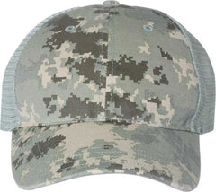 Richardson 111P Washed Printed Trucker Caps - Military Digital Camo Light Green - Olive / OSFM