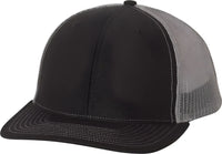 Richardson 112 Snapback Trucker Caps - Black Charcoal - Black Dark Gray / SM