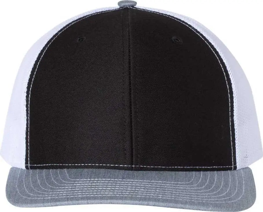 Richardson 112 Snapback Trucker Caps - Black White Heather Gray - Black White / OSFM