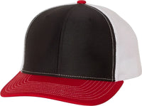 Richardson 112 Snapback Trucker Caps - Black White Red - Black White / OSFM