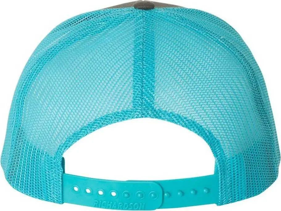 Richardson 112 Snapback Trucker Caps - Charcoal Neon Blue - Dark Gray Blue / OSFM