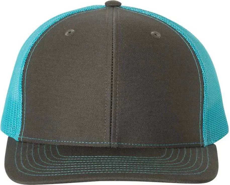 Richardson 112 Snapback Trucker Caps - Charcoal Neon Blue - Dark Gray Blue / OSFM