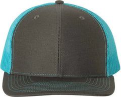 Richardson 112 Snapback Trucker Caps - Charcoal Neon Blue - Dark Gray Blue / OSFM