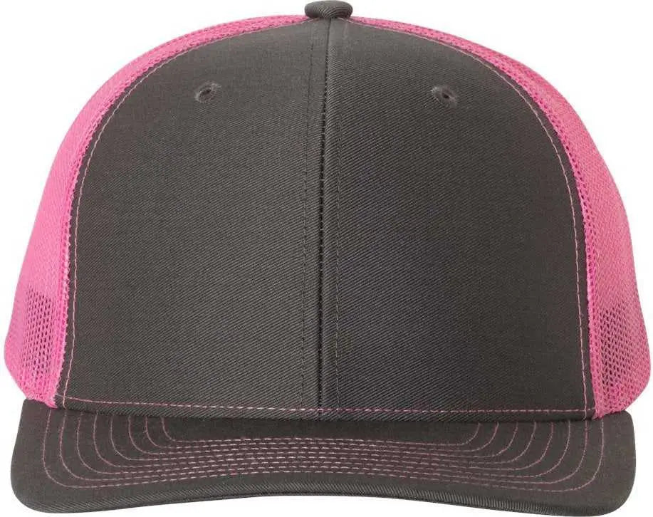 Richardson 112 Snapback Trucker Caps - Charcoal Neon Pink - Dark Gray Pink / OSFM
