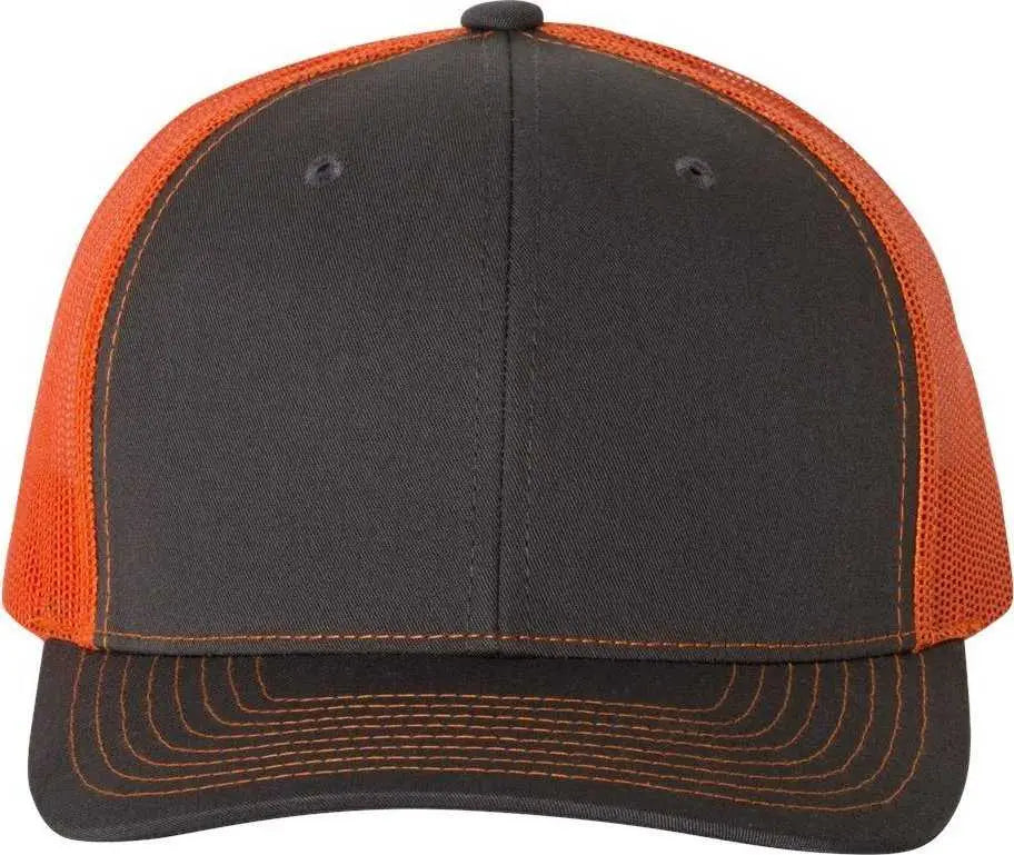 Richardson 112 Snapback Trucker Caps - Charcoal Orange - Dark Gray Orange / OSFM
