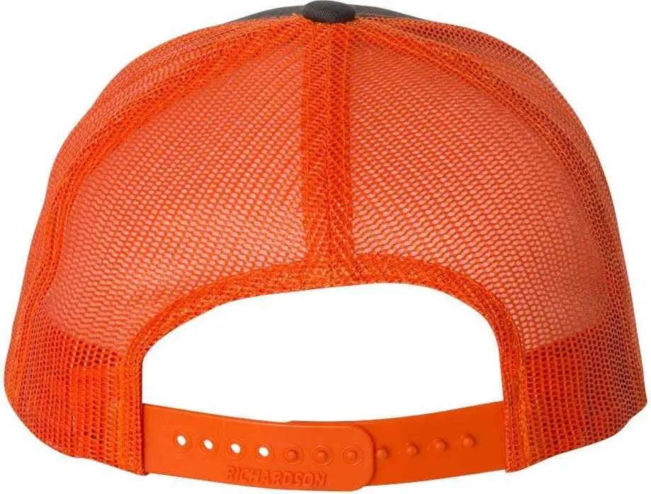 Richardson 112 Snapback Trucker Caps - Charcoal Orange - Dark Gray Orange / OSFM