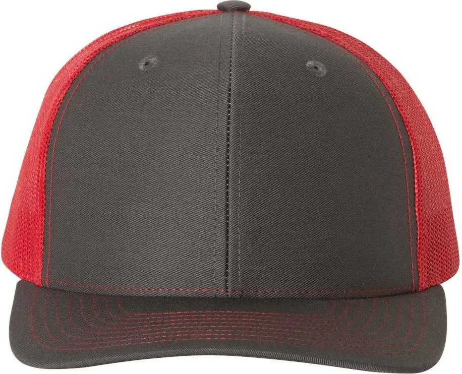 Richardson 112 Snapback Trucker Caps - Charcoal Red - Dark Gray Red / OSFM