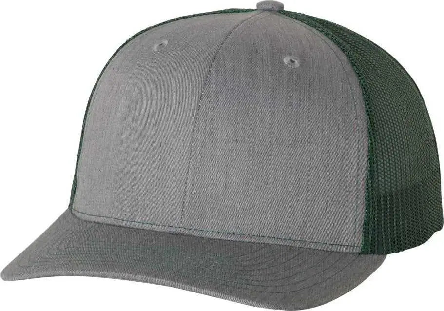Richardson 112 Snapback Trucker Caps - Heather Gray Dark Green - Gray Forest / OSFM