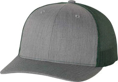Richardson 112 Snapback Trucker Caps - Heather Gray Dark Green - Gray Forest / OSFM