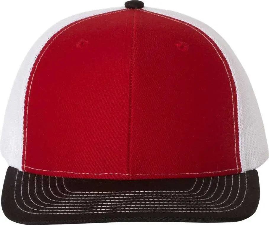 Richardson 112 Snapback Trucker Caps - Red White Black - Red Black / OSFM