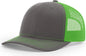 Richardson 112 Trucker Cap - Charcoal Neon Green - Dark Gray Green / OSFM