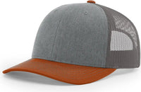 Richardson 112 Trucker Cap - Heather Gray Charcoal Dark Ora - Gray Dark Gray / OSFM