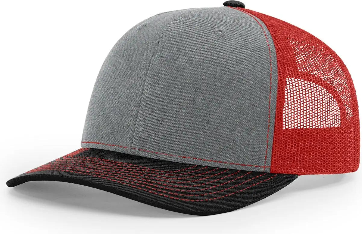 Richardson 112 Trucker Cap - Heather Gray Red Black - Gray Red Black / OSFM