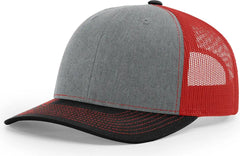 Richardson 112 Trucker Cap - Heather Gray Red Black - Gray Red Black / OSFM