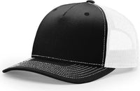 Richardson 112FP Five Panel Trucker Cap - Black White - Black White / OSFM