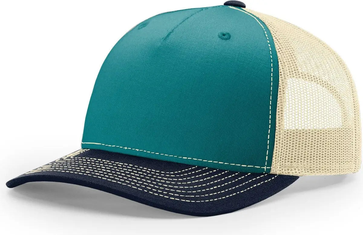 Richardson 112FP Five Panel Trucker Cap - Blue Teal Birch Navy - Blue Teal Navy / OSFM