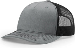 Richardson 112FP Five Panel Trucker Cap - Heather Gray Black - Gray Black / OSFM
