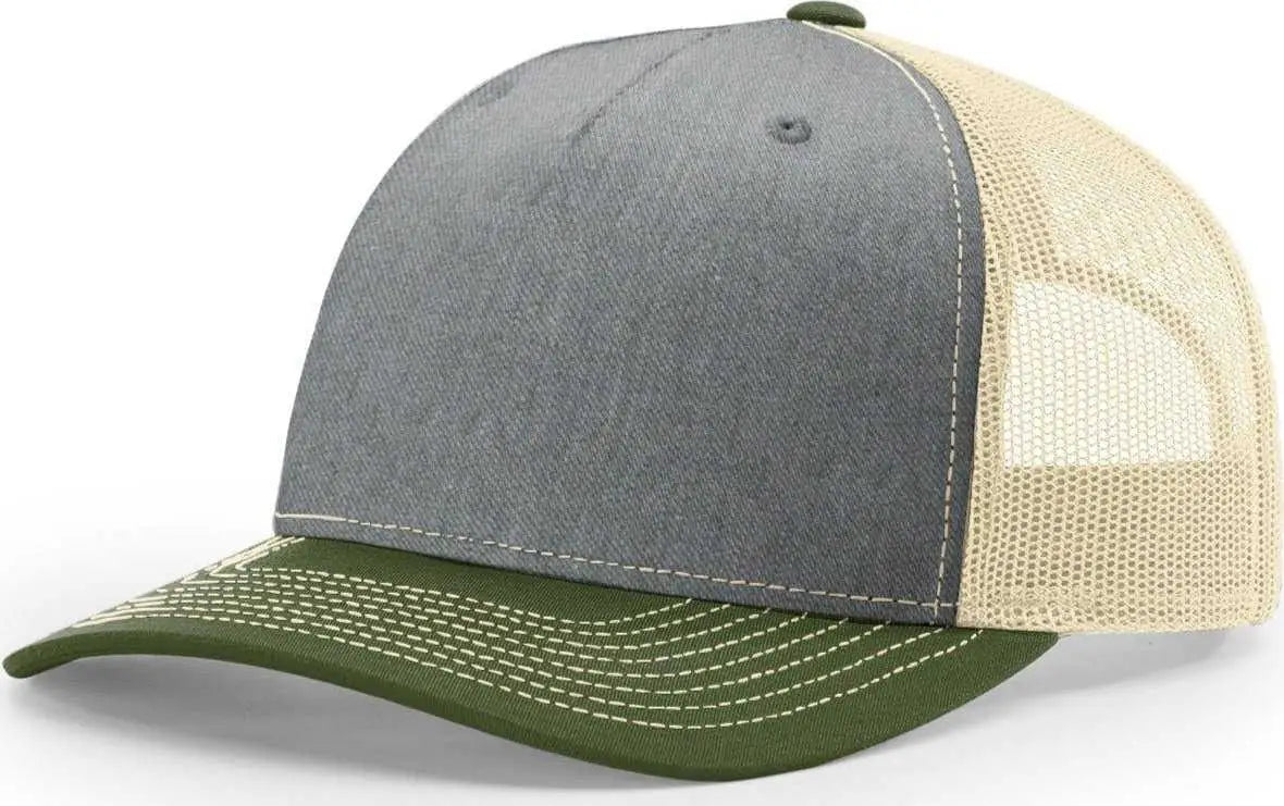 Richardson 112FP Trucker Caps Heather Gray Birch Army Olive Gray Olive / OSFM