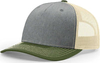Richardson 112FP Trucker Caps Heather Gray Birch Army Olive Gray Olive / OSFM