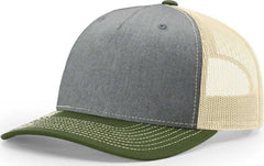 Richardson 112FP Trucker Caps Heather Gray Birch Army Olive Gray Olive / OSFM