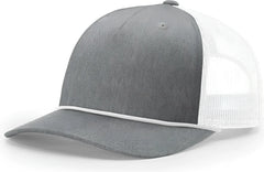 Richardson 112FPR 5 Panel Rope Trucker Caps - Heather Grey White White Rope - Heather Grey White / OSFM