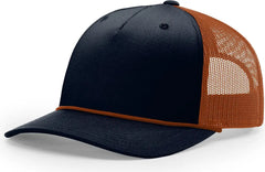 Richardson 112FPR 5 Panel Rope Trucker Caps - Navy Dark Orange Dark Orange Rope - Navy Dark Orange / OSFM