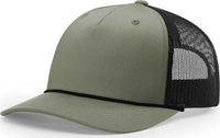 Richardson 112FPR Rope Trucker Caps - Loden Green Black - Green Black / OSFM