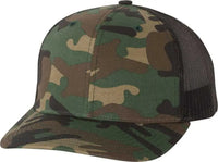 Richardson 112P Patterned Snapback Trucker Caps - Army Camo Black - Green Black / OSFM