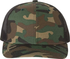 Richardson 112P Patterned Snapback Trucker Caps - Army Camo Black - Green Black / OSFM
