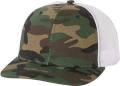 Richardson 112P Patterned Snapback Trucker Caps - Army Camo White - Green White / OSFM