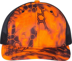 Richardson 112P Patterned Snapback Trucker Caps - Kryptek Inferno Black - Kryptek Black / OSFM