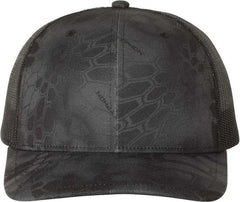 Richardson 112P Patterned Snapback Trucker Caps - Kryptek Typhon Black - Kryptek Black / OSFM