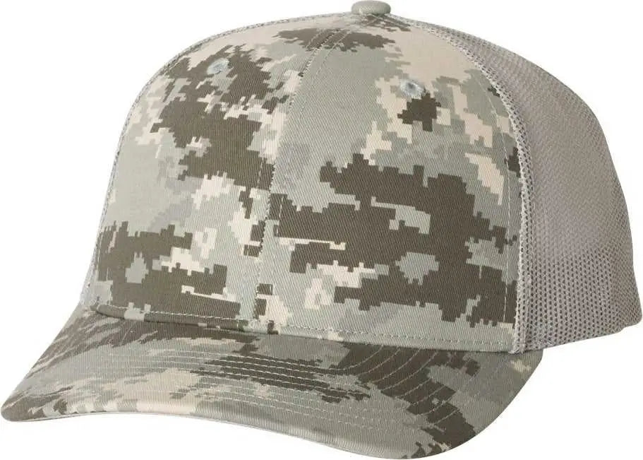 Richardson 112P Patterned Snapback Trucker Caps - Military Digital Camo Light Green - Olive / OSFM