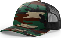 Richardson 112PFP 5 Panel Patterned Snapback Trucker Caps Army Camo Black Green Black / OSFM