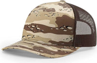 Richardson 112PFP 5 Panel Patterned Snapback Trucker Caps Desert Camo Brown Desert Camo Brown / OSFM