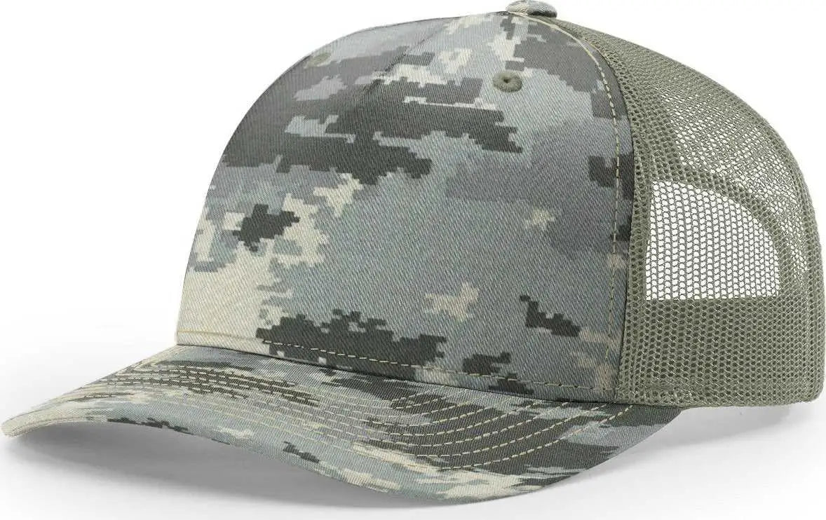 Richardson 112PFP 5 Panel Patterned Snapback Trucker Caps Military Digital Camo Light Green Olive / OSFM