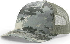 Richardson 112PFP 5 Panel Patterned Snapback Trucker Caps Military Digital Camo Light Green Olive / OSFM