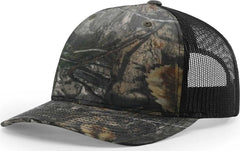 Richardson 112PFP 5 Panel Patterned Snapback Trucker Caps Mossy Oak Country DNA Black Mossy Oak Black / OSFM