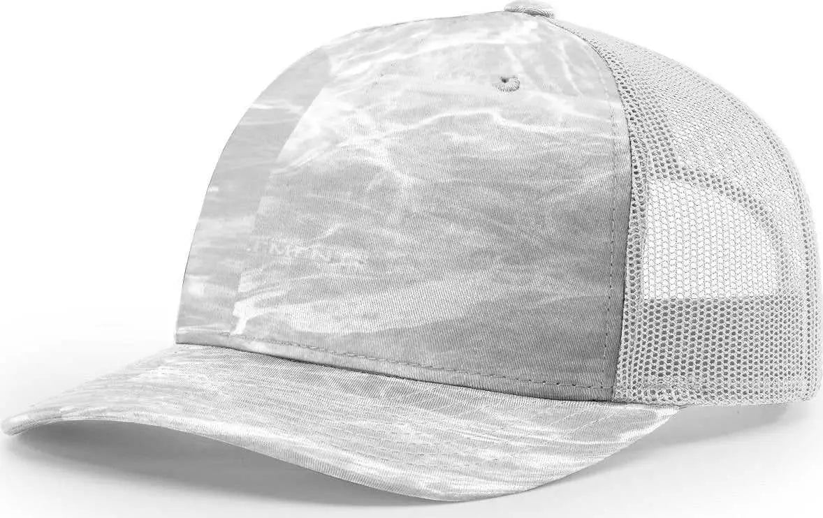 Richardson 112PFP 5 Panel Patterned Snapback Trucker Caps Mossy Oak Elements Bonefish Light Gray Mossy Oak Light Gray