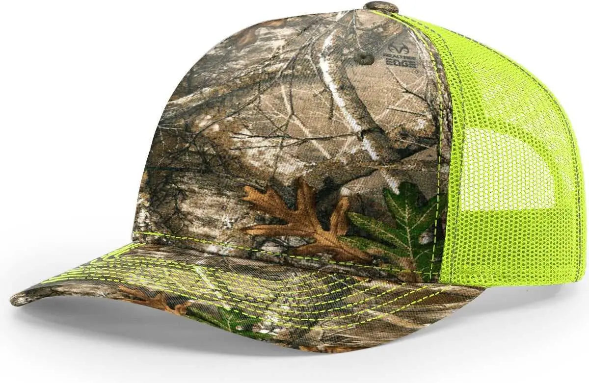 Richardson 112PFP 5 Panel Patterned Snapback Trucker Caps Realtree Edge Neon Yellow Realtree Yellow / OSFM