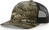 Richardson 112PFP 5 Panel Patterned Snapback Trucker Caps Realtree Escapse Black Realtree Black / OSFM