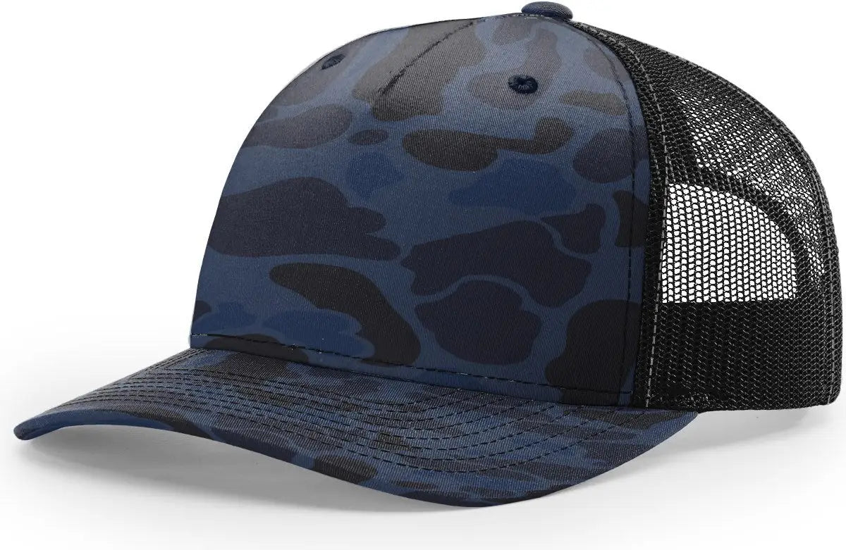 Richardson 112PFP Printed Five Panel Trucker Cap - Admiral Duck Camo Black - Admiral Duck Camo Black / OSFM