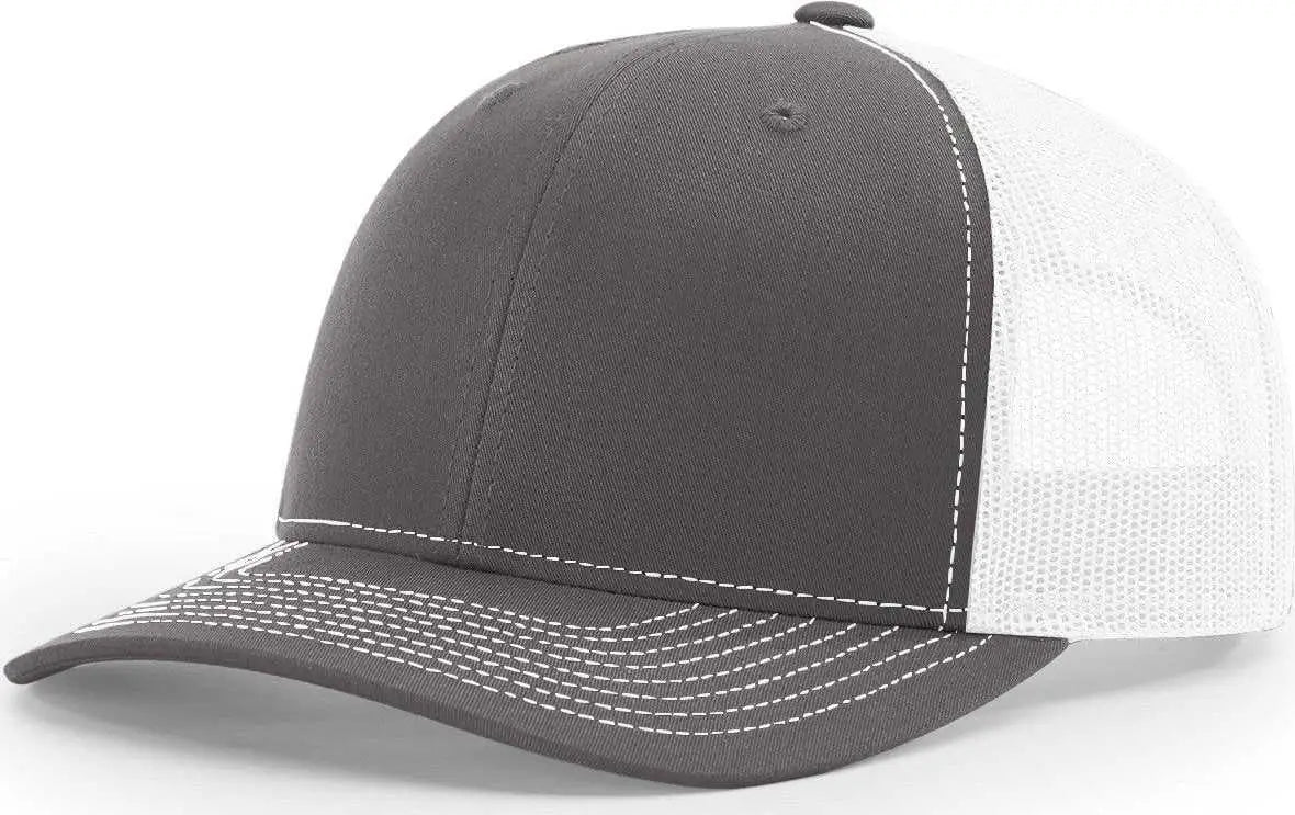 Richardson 112PL R-Flex Mesh-Back Trucker Caps - Charcoal White - Dark Gray White / One Size Fits Most
